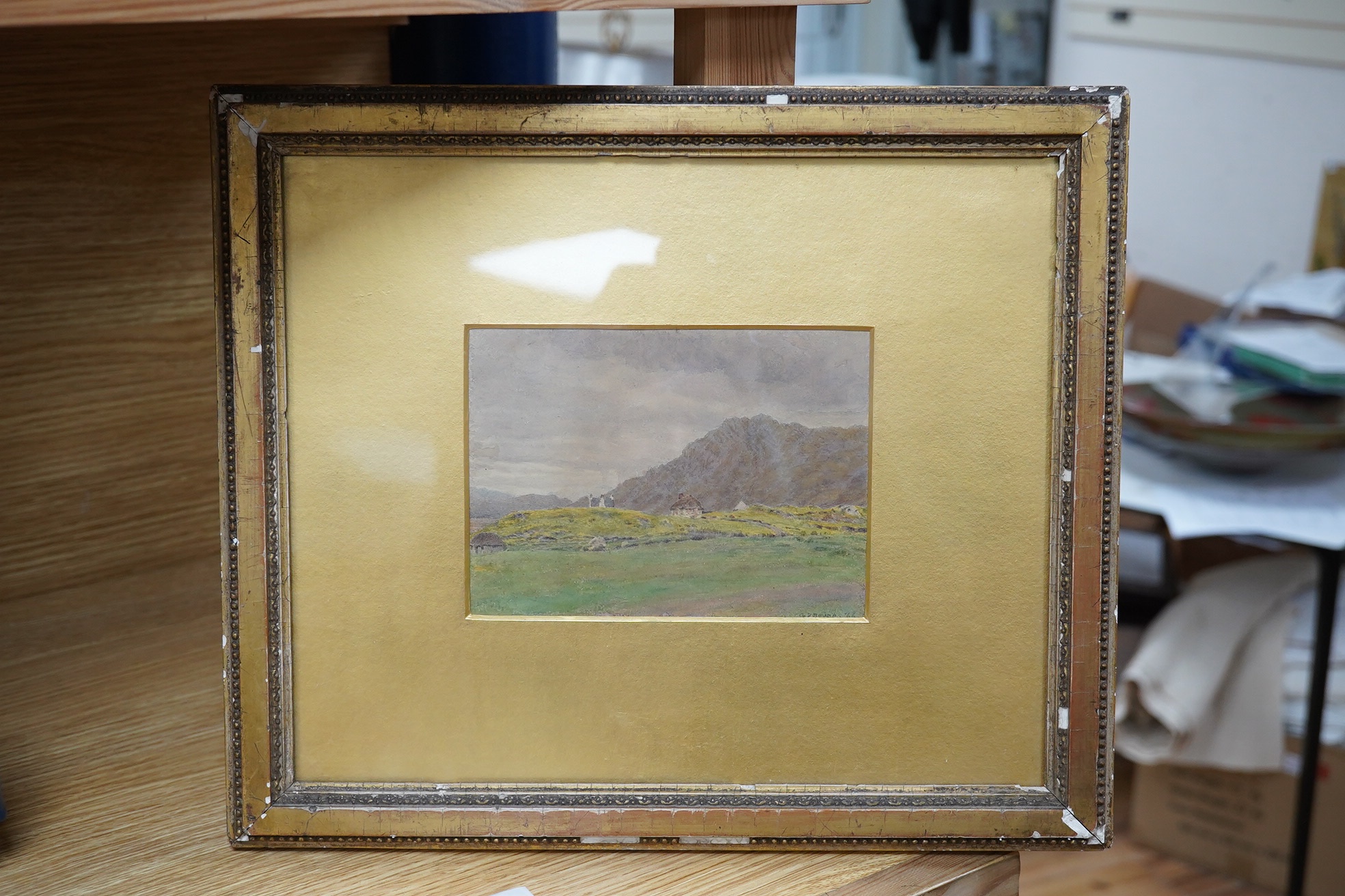 George P. Boyce RWS (1826-1897), watercolour, Inverness Shire, signed and dated '66?, inscribed in ink verso, 11 x 15cm, gilt frame. Condition - fair